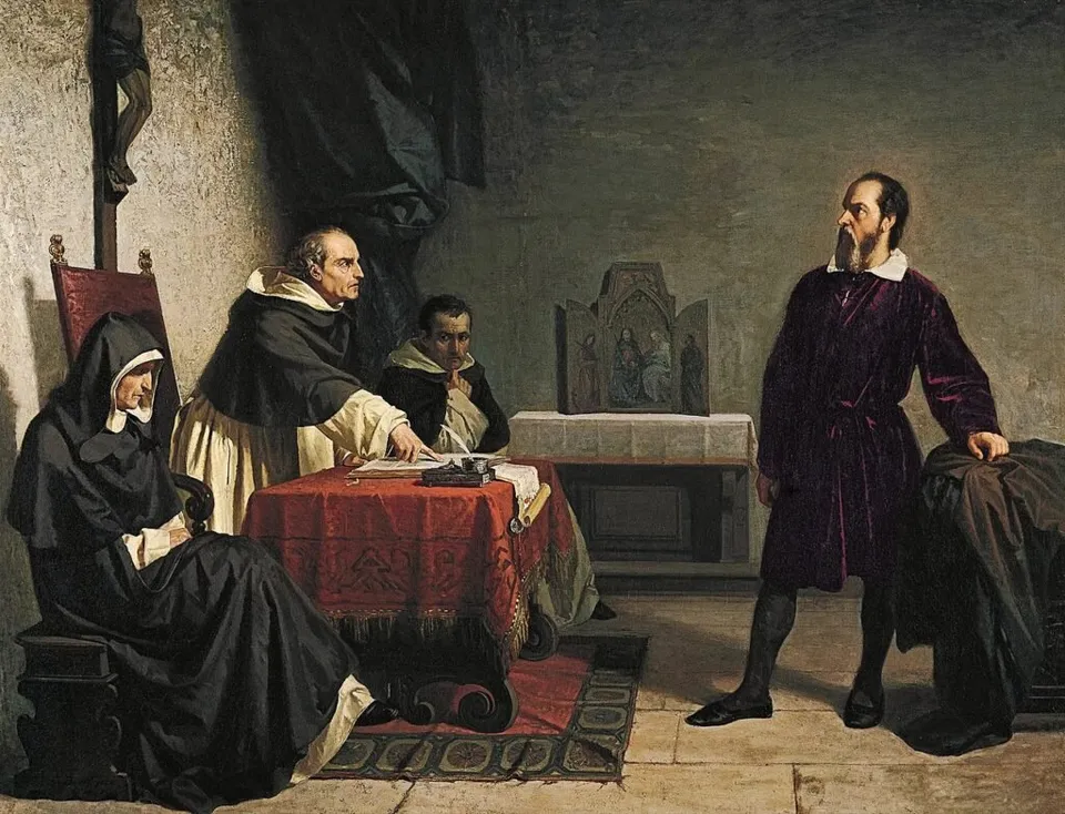Galileu em julgamento da inquisição Romana. Cristiano Banti